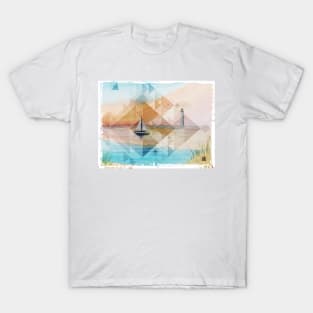 Sailboat Sunset Watercolor T-Shirt